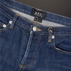 A.P.C. Rue De Fleurus Paris Selvedge Raw Denim Capri Indigo Jeans Size 28 EUC